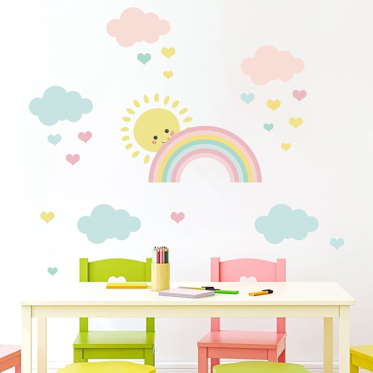 Baby Nursery Decor Girl - Autocollants muraux de dessin animé soleil
