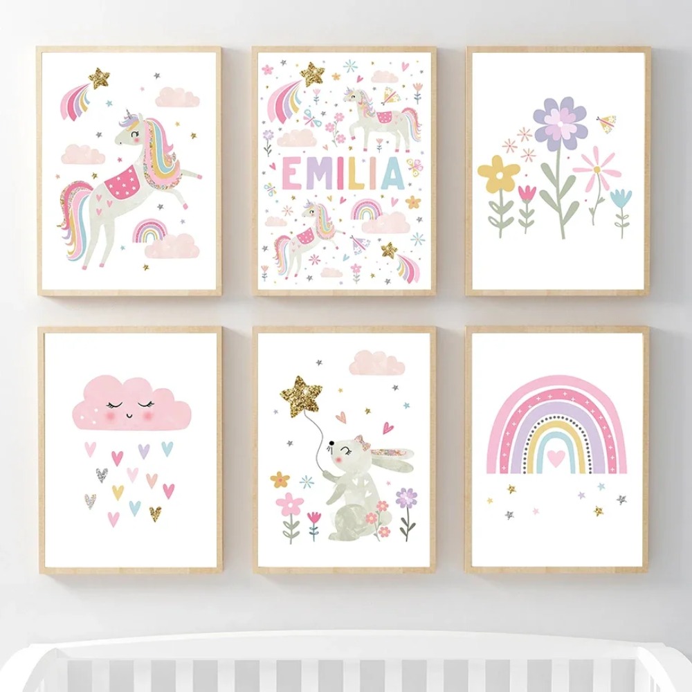 Baby Nursery Decor Girl - Toile murale décorative pour chambre d'enfant,