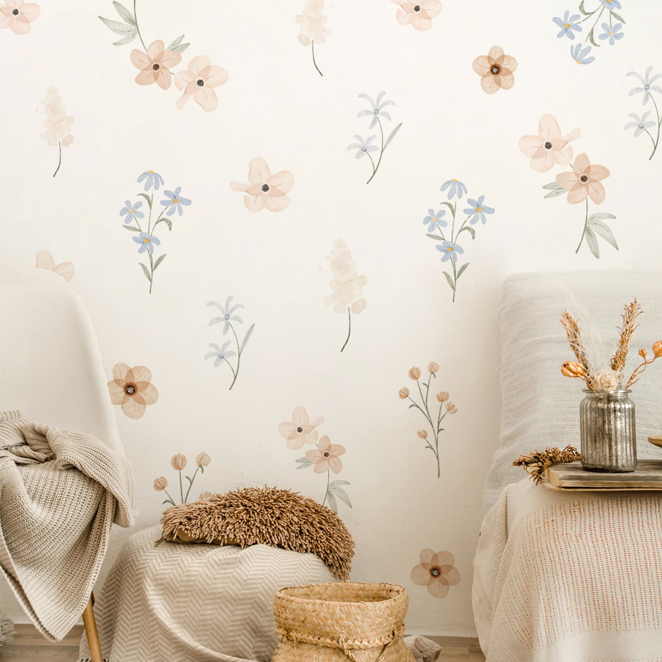 Baby Girl Nursery Quotes - Autocollants muraux fleurs aquarelle, pour chambre
