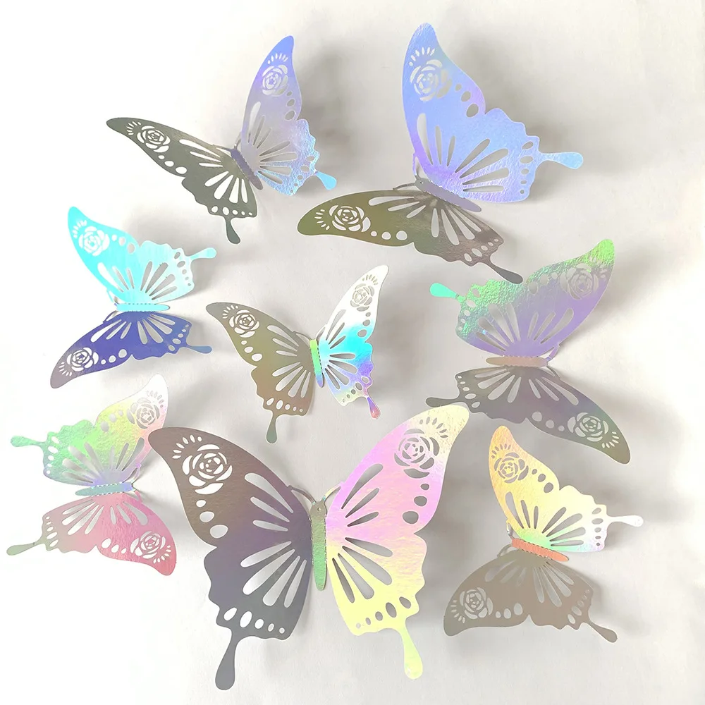 12 pièces coloré argent papill - Baby Girl Nursery Quotes avis et prix